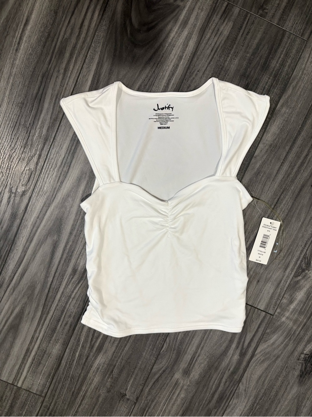 Justify White Women's Ruched Scoop Neck Tank